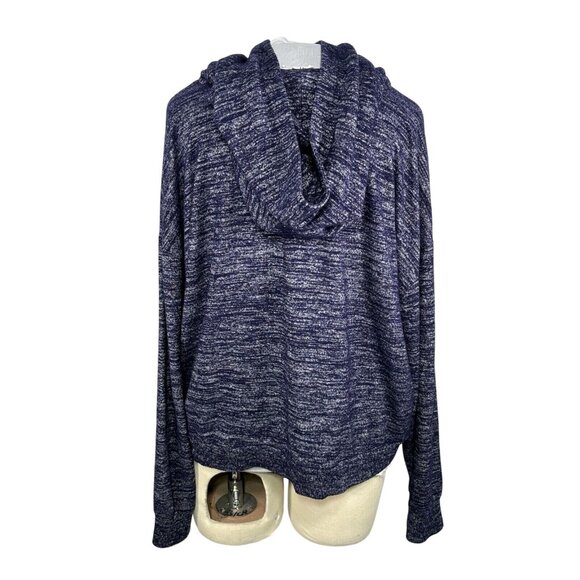 Gap Womens Cropped Hoodie Blue Pullover Space Dye Long Sleeve Softspun Size L - Picture 2 of 5